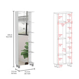 Urano Mirror Linen Cabinet, Four Interior Shelves, Five External Shelves -White B07091993