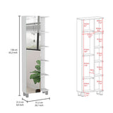 Urano Mirror Linen Cabinet, Four Interior Shelves, Five External Shelves -White B20091993