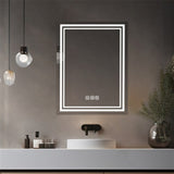 Bright LED Bathroom Mirror 36" x 28" Front Light, 5 Mins Defog, Full HD Reflected, 3 Colors T3177P296165
