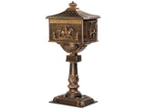 Cast Aluminum Mailbox with Post, Heavy Duty Postal Box with 2 Keys, Baffle Door, Expansion Bolts, 34328138