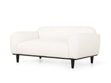 Boucl Fabric Loveseat Sofa - 50 Inch White Upholstered 2-Seater with Black Legs, Comfortable & N762P407898W