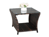 Glass Surface Brown Gradient Iron Frame Rattan Side Table 57975527