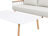 Calarono 2pc Teak & Aluminium Outdoor Sofa and Coffee Table Patio Set Sand Dune Chenille B2719P320845