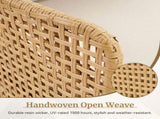 Outdoor Natural Wicker Sofa Boho Patio Sectional Loveseat Furniture Set with Beige Csuhions T3773P419998