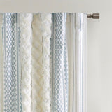 Cotton Printed Curtain Panel with Chenille Stripe and Lining B035129657