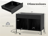 Record Player Storage Stand - Customizable Vinyl Compartments, Built-in Charging Station, Metal Legs 40443998
