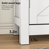 Farmhouse Storage Cabinet with Drawer and Adjustable Shelf, White Kitchen Cabinet with Walnut W1706P280697