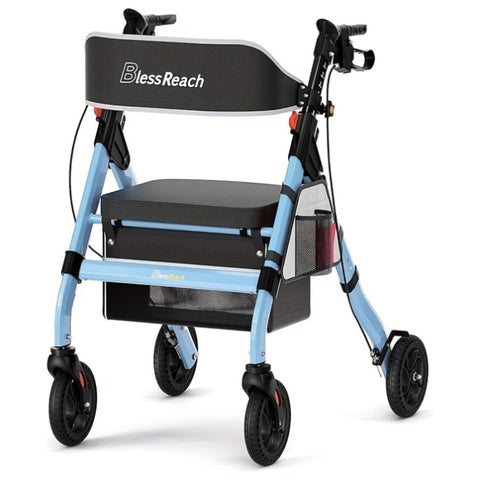 Foldable Rollator Walkers with Seat for Seniors, 450 lb Capacity, 8" Wheels, 18" Big Seat, T3815P361059