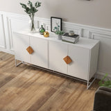 Solid wood special shape square handle design with 4 doors and double storage sideboard 75637864