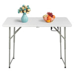 ZUN 4ft Foldable Lift Patio Plastic Table White 20009698