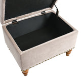 Square velvet upholstered Ottoman with storage space, hidden support hinge with easy to open top, W2941P242273