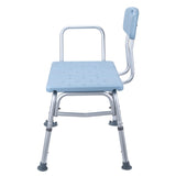 ZUN Medical Bathroom Safety Shower Tub Aluminium Alloy Bath Chair Transfer Bench with Back & Handle Blue 85785756