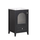 ZUN 20" Bathroom Vanity with Sink, Bathroom Cabinet with Soft Closing Glass Door, A Drawer, Black 94526635