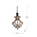 Farmhouse Chandeliar, Distressed White Pendant French Country Wood Chandelier for Living Room Foyer, W2078137031