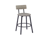 Round bar stool set with shelf, upholstered stool with backrest Grey, 23.62'' W x 23.62'' D x 84811202