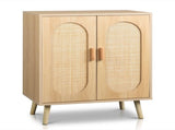 Modern Rattan Shoe Storage Cabinet with Double Doors and Adjustable Shelves, Accent Cabinet for 24395179