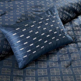 7 Piece Jaquard Comforter Set Navy King B03596959