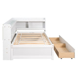 ZUN Twin Bed with L-shaped Bookcases,Drawers ,White 06066323