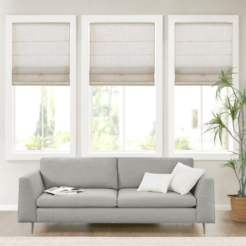 ZUN Linen Blend Light Filtering Cordless Roman Shade B035129752