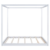 King Size Canopy Platform Bed with Support Legs,White WF309290AAK