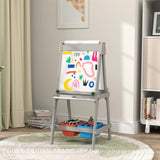 Easel for Kids, Art Easel w/ Paper Roll, Double Sided Whiteboard Gray 68283383