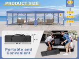 10x20 ft Blue Pop Up Canopy Tent, Instant Folding Shelter with 6 Mesh 02852761