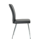 ZUN Modern Charcoal PU dining chair, cloth upholstered chair, electroplated metal chair legs, suitable W210P224293