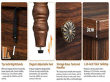 Brown P2 particle board with 3D paper solid wood legs 63*44.5*68.5CM three drawers bedside table 04124081