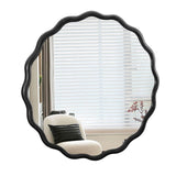 Solid Wood Wavy Mirror-Black Vanity Mirror Wall Decor 36" x 36" Modern Mirror Wall Decor for W1445P189557