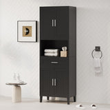 70.9" High Freestanding Tall Bathroom Cabinet with a Drawer, 2 Cabinets, 4 Soft-Close Doors, 2 N729P272001B