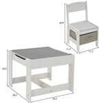 ZUN Children's Wooden Table And Chair Set With Two Storage Bags Grey And 60310011