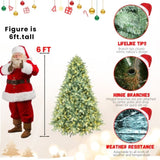 Artificial 6ft Blue green Tint Christmas Tree with 1878 PE/PVC Mixed Branch Tips, 500L warm white 12454259