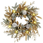 ZUN Christmas Wreath 20 Inch Christmas Door Decorations Wreath with Warm Lights 93426640