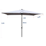 ZUN 10 x 6.5t Rectangular Patio Solar LED Lighted Outdoor Umbrellas with Crank and Push Button Tilt for W65642332