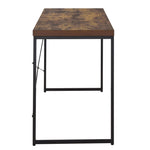 ZUN Weathered Oak and Black Writing Desk with Metal Sled Base B062P184521