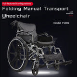Folding Manual Transport Wheelchair, 18" Seat With Front and Rear Locking Hand Brakes, 24" Quick W3121P296753