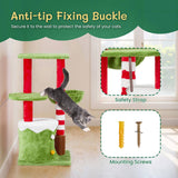 32in Cat Scratching Posts Tower with Cat Condo and Hammock, Christmas Themed Plush Cat Tree with Cat 13527458