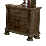 Traditional Rustic Natural Finish Solid wood 1pc Nightstand Bronze Hanging Pull Bedroom Bedside B011P233657