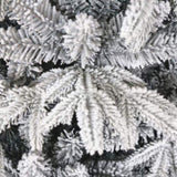 ZUN Snow Flocked Christmas Tree 7ft Artificial Hinged Pine Tree with White Realistic Tips Unlit W49819948