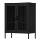 ZUN Metal Storage Cabinet with Mesh Doors, Steel Display Cabinets with Adjustable Shelves for Bathroom 84487267