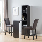 ZUN Bar Cabinet, Extended Table Kitchen Cabinet with Wine Bottle Compartment & Open Shelving, Red Cocoa B107130858