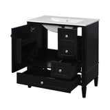 30 Inch Vanity with Ceramic Sink, Grey with 3 Drawers, Solid Wood Frame Modern N710P247499B