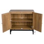 ZUN Set of 2, Natural rattan, 2 door cabinet, with 1 Adjustable Inner Shelves, rattan, Accent Storage W688P144549