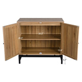 ZUN Set of 2, Natural rattan, 2 door cabinet, with 1 Adjustable Inner Shelves, rattan, Accent Storage W688P144549