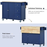 Rolling Mobile Kitchen Island with Drop Leaf - Solid Wood Top, Locking Wheels & Storage Cabinet 52.7 WF287035AAN