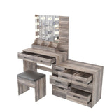 Large Makeup Vanity with Lights, Vanity Table with Charging Station, Vanity Desk with Mirror and 10 71427985