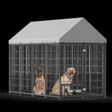 Large Dog Kennel Outdoor Pet Pens Dogs Run Enclosure Animal Hutch Metal Coop Fence with Roof Cover. W1820P296149