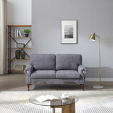 66-Inch Modern Linen Loveseat Sofa with Wooden Legs & Crystal button and Copper Nail, Tufted W1117P268788