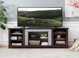 TV Media Stand with with Faux Stacked Stone Surround, Modern Entertainment Console with Open Storage 52124914