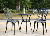 ZUN Best Choice Products 3-Piece Outdoor Rust-Resistant Cast Aluminum Patio Bistro Set Black W640P250968